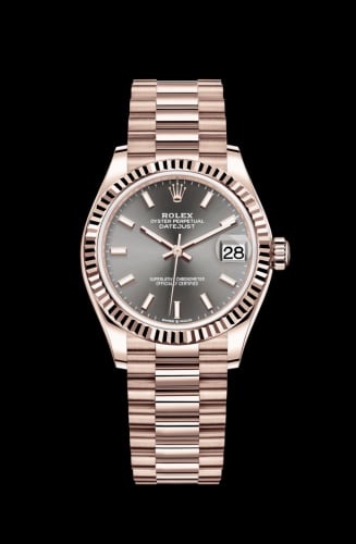 Rolex Datejust 31 Rose Gold / Fluted / Grey / President