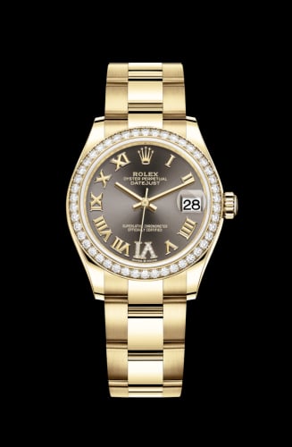 Rolex Datejust 31 Yellow Gold / Diamond / Grey - Roman / Oyster
