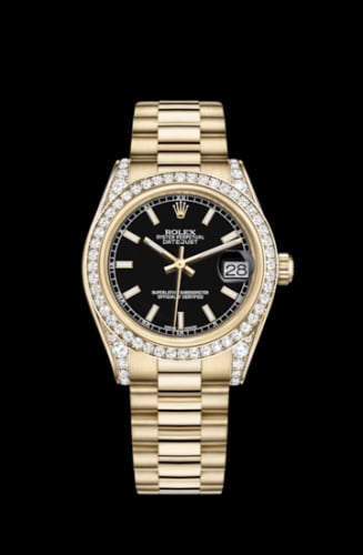 Rolex Datejust 31 Yellow Gold Diamond / President / Black