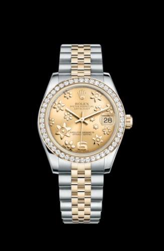 Rolex Datejust 31 Rolesor Yellow Diamond / Jubilee / Champagne Floral