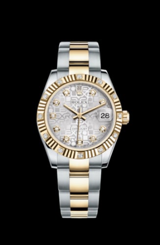 Rolex Datejust 31 Rolesor Fluted Diamond / Oyster / Silver Computer