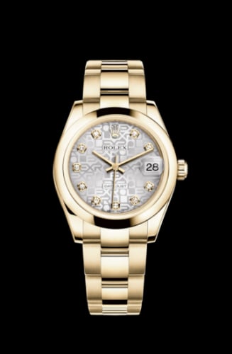 Rolex Datejust 31 Yellow Gold Domed / Oyster / Silver Computer