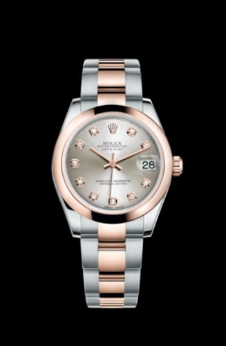 Rolex Datejust 31 Rolesor Everose Domed / Oyster / Silver Diamond