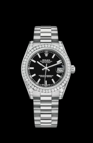 Rolex Datejust 31 White Gold Diamond / President / Black