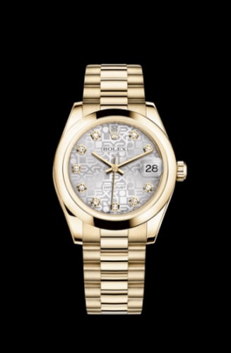 Rolex Datejust 31 Yellow Gold Domed / President / Silver Computer