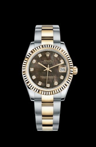 Rolex Datejust 31 Rolesor Yellow Fluted / Oyster/ Black MOP
