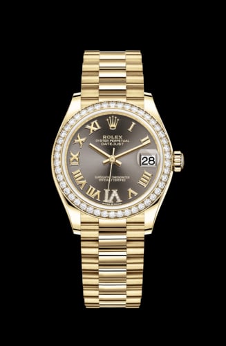 Rolex Datejust 31 Yellow Gold / Diamond / Grey - Roman / President