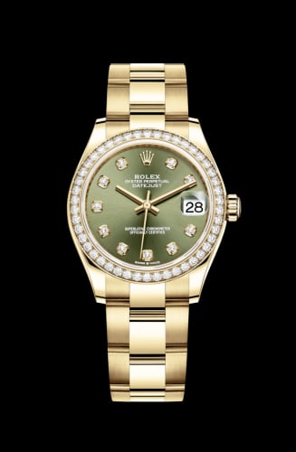 Rolex Datejust 31 Yellow Gold / Diamond / Olive - Diamond / Oyster