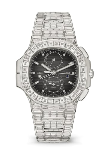 Patek Philippe Nautilus Travel Time White Gold - Diamond / Grey