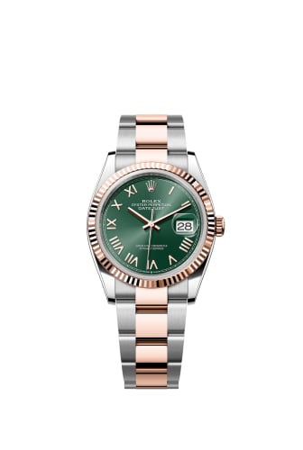 Rolex Datejust 36 Stainless Stainless Steel - Everose - Fluted / Mint Green Roman / Oyster