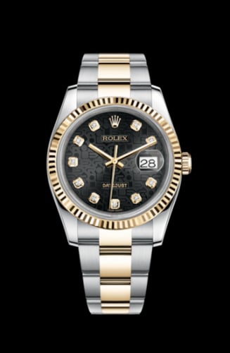 Rolex Datejust 36 Rolesor Yellow Fluted / Oyster / Black Computer
