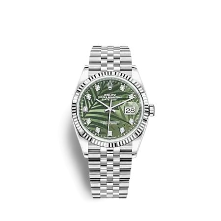 Rolex Datejust 36 Stainless Steel - Fluted / Green - Palm - Diamond / Jubilee