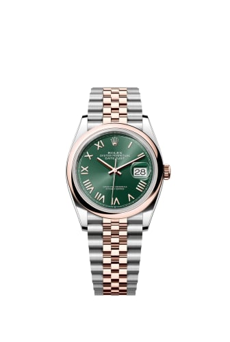 Rolex Datejust 36 Stainless Stainless Steel - Everose - Domed / Mint Green Roman / Jubilee