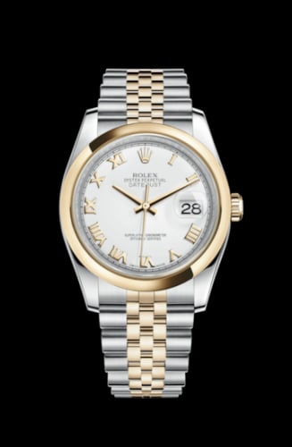 Rolex Datejust 36 Rolesor Yellow Domed / Jubilee / White Roman