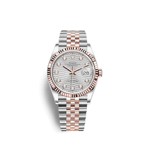 Rolex Datejust 36 Stainless Steel / Everose / Fluted / Silver - Fluted - Diamond / Jubilee