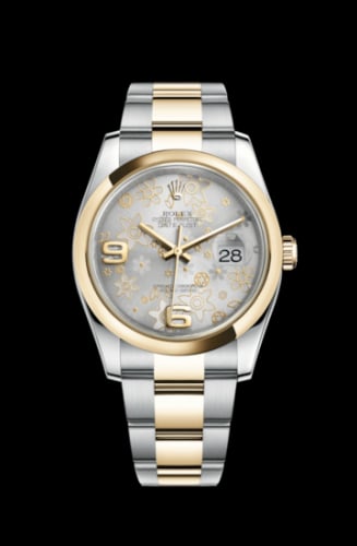 Rolex Datejust 36 Rolesor Yellow Domed / Oyster / Silver Floral