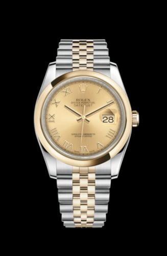 Rolex Datejust 36 Rolesor Yellow Domed / Jubilee / Champagne Roman