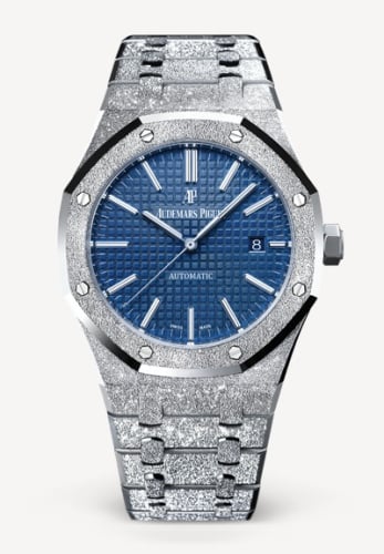 Audemars Piguet Royal Oak 15410 Frosted White Gold / Blue