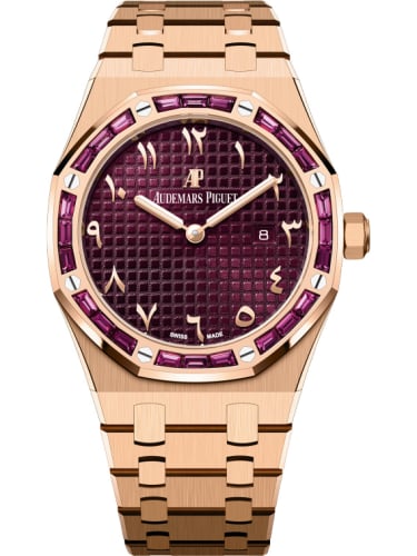 Audemars Piguet Royal Oak 67656 Quartz Pink Gold - Garnets / Purple - Eastern Arabic