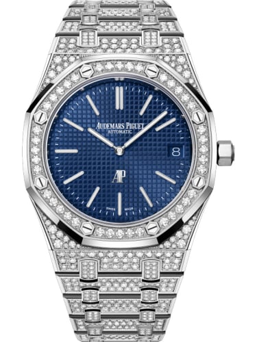 Audemars Piguet Royal Oak Extra-Thin White Gold - Diamond / Blue
