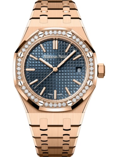 Audemars Piguet Royal Oak Selfwinding 37 Pink Gold - Diamond / Blue / 50th Anniversary
