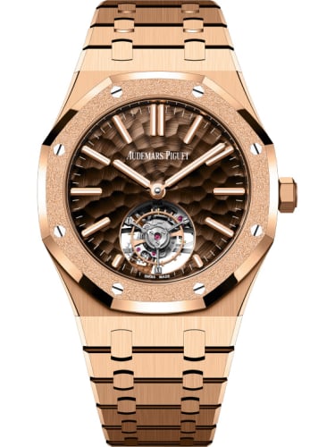 Audemars Piguet Royal Oak Self-Winding Flying Tourbillon Pink Gold - Frosted / Dimpled Brown