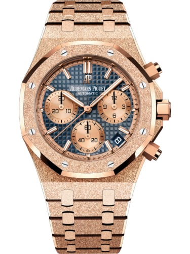Audemars Piguet Royal Oak Chronograph 41 Frosted Pink Gold / Blue / Bracelet