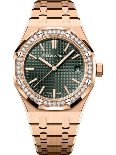 Audemars Piguet Royal Oak Selfwinding 37 Pink Gold - Diamond / Green