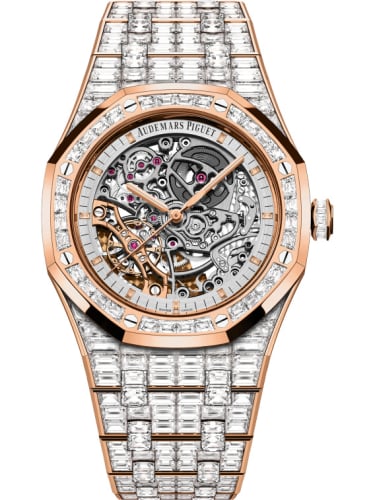 Audemars Piguet Royal Oak 41 Double Balance Wheel Openworked Pink Gold / Baguette