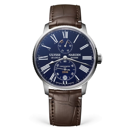 Ulysse Nardin Marine Torpilleur Stainless Steel / Blue Enamel / Alligator