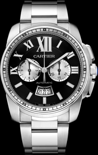 Cartier Calibre de Cartier Chronograph Stainless Steel / Black / Bracelet