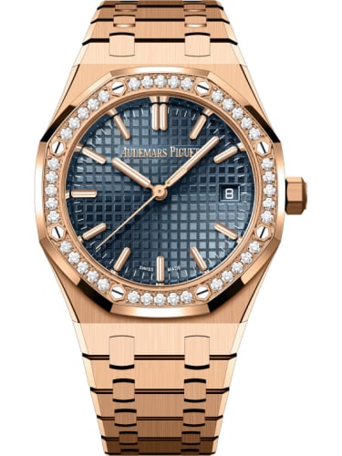 Audemars Piguet Royal Oak Selfwinding 34 Pink Gold - Diamond / Blue / Bracelet
