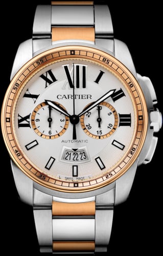 Cartier Calibre de Cartier Chronograph Stainless Steel / Pink Gold / Silver / Bracelet