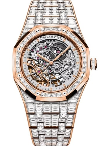 Audemars Piguet Royal Oak 41 Double Balance Wheel Openworked Pink Gold / Baguette