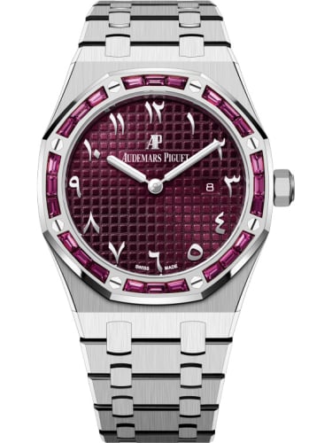 Audemars Piguet Royal Oak 67656 Quartz White Gold - Garnets / Purple - Eastern Arabic