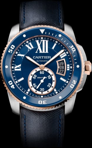 Cartier Calibre de Cartier Diver Stainless Steel / Pink Gold / Blue / Rubber