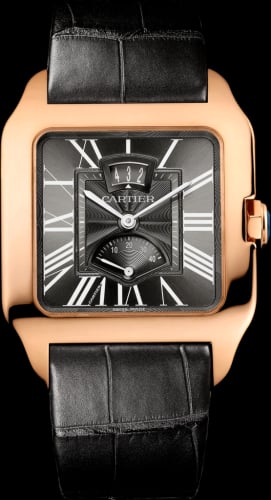 Cartier Santos Dumont 38 Date / Power Reserve Pink Gold / Grey