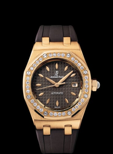 Audemars Piguet Royal Oak Selfwinding 77321 Pink Gold / Diamond / Brown / Rubber