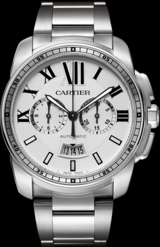 Cartier Calibre de Cartier Chronograph Stainless Steel / Silver / Bracelet