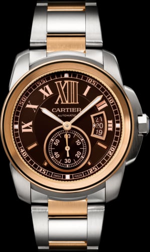 Cartier Calibre de Cartier 42 Stainless Steel / Pink Gold / Chocolate / Bracelet