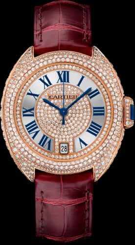 Cartier Clé de Cartier 35 Pink Gold / Full Diamonds / Red