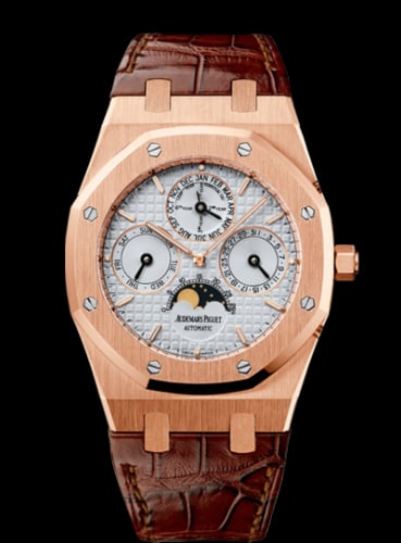 Audemars Piguet Royal Oak Perpetual Calendar Pink Gold / Silver / Strap