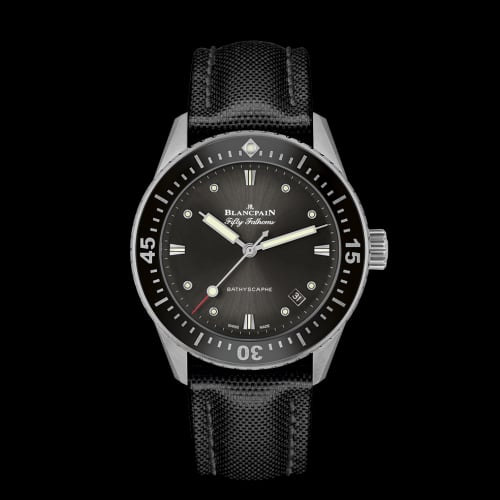 Blancpain Fifty Fathoms Bathyscaphe Stainless Steel / Grey / Black Canvas