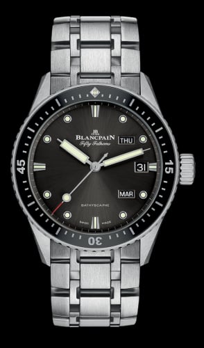 Blancpain Fifty Fathoms Bathygraphe Quantième Annuel Black / Grey / Steel Bracelet