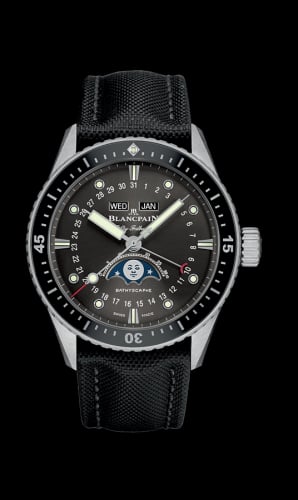 Blancpain Fifty Fathoms Bathygraphe Quantième Complet Black / Grey / Black Canvas