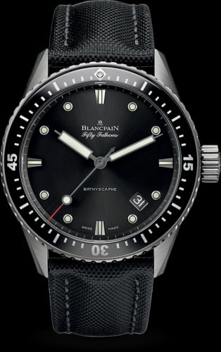 Blancpain Fifty Fathoms Bathyscaphe Titanium / Black / Black Canvas