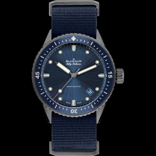 Blancpain Fifty Fathoms Bathyscaphe Ceramic / Blue / NATO