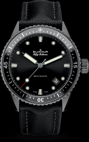 Blancpain Fifty Fathoms Bathyscaphe Ceramic / Black / Canvas