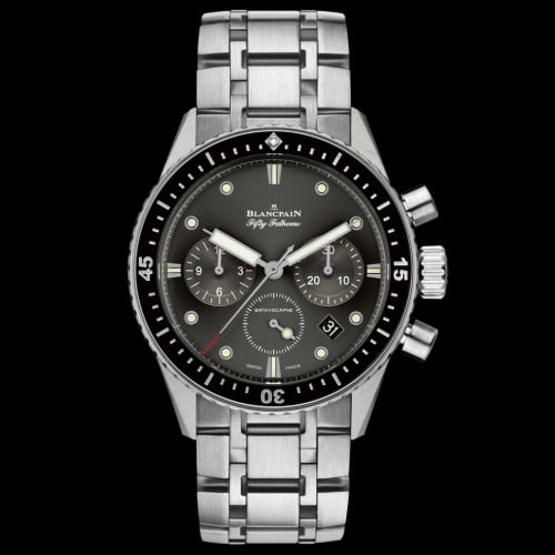 Blancpain Fifty Fathoms Bathyscaphe Flyback Chronograph Stainless Steel / Grey / Bracelet