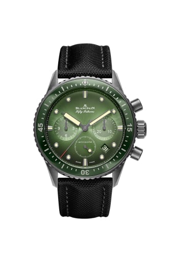 Blancpain Fifty Fathoms Bathyscaphe Flyback Chronograph Black Ceramic / Green / Canvas